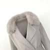 OFTBUY 2024 Autumn Winter Real Fox Fur Collar Water Ripple Double-Sided Woolen Coat Women Long Coat 100% Wool Removable Fur Collar