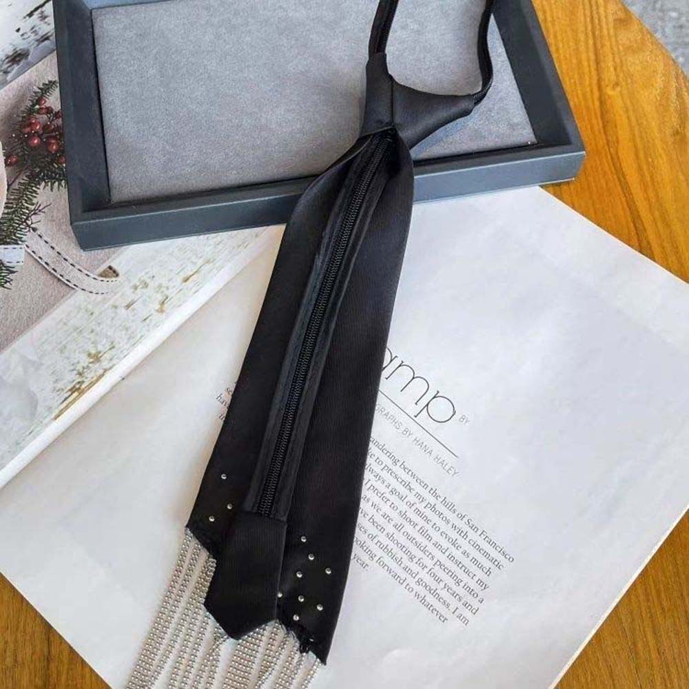 Black Pearls Tie Tassels Decoration Shirt Tie Temperament Hand-beaded Long Necktie  Kids