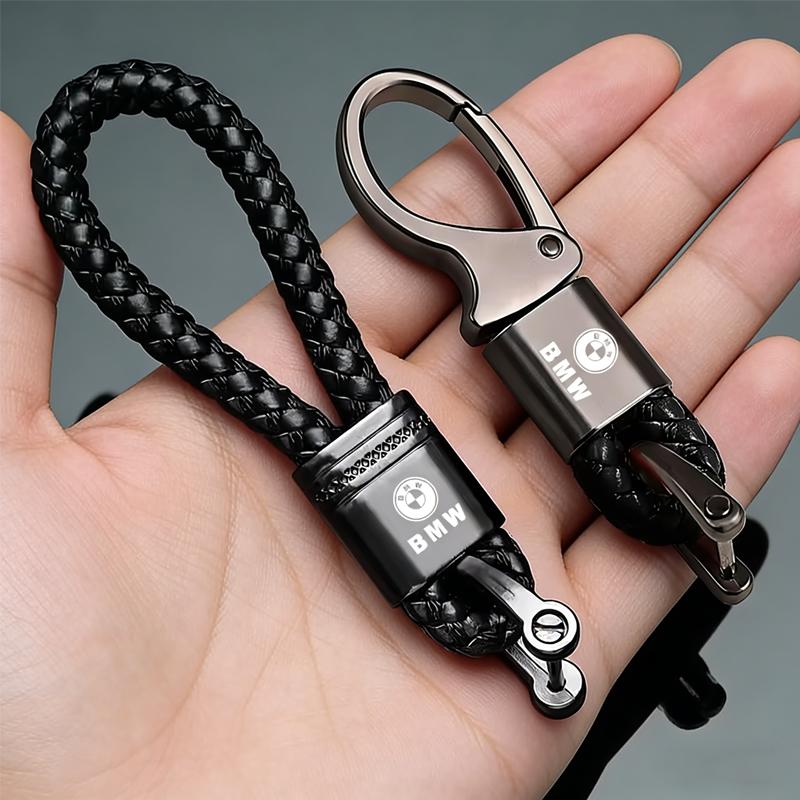 Car Valve Core Hand Woven Horseshoe Buckle Leather Rope Car Keychain Keyring For BMW X1 X2 X3 X5 X4 X6 X7 G30 G20 G32 G11 G12 Rlzh86