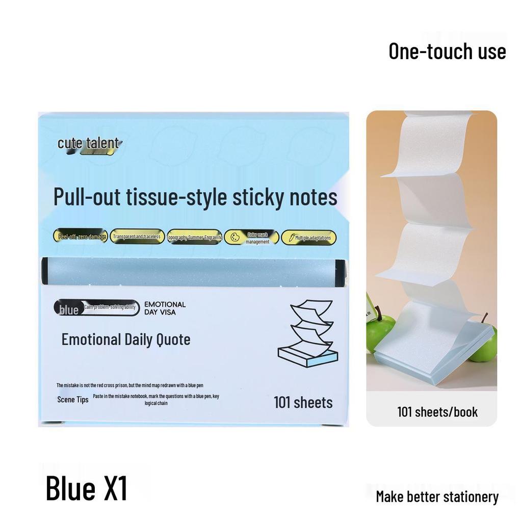 Transparent Tissue-Style Pull-Out Sticky Notes: Creative Memo and Marker Stickers for Students and Offices