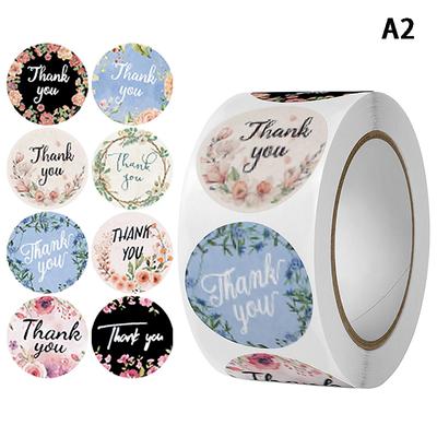 500 Peças 1 Polegada Flores Românticas Adesivos de Agradecimento em Rolo Para Envelope Caixa de Joias de Casamento Selo de Papelaria Adesivo Etiqueta de Presente
