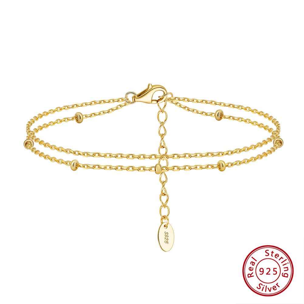 

Rinntin Fashion Versatile Small Cute Beads Double-layer Bracelet Chain Accessories 925 Silver Texture Jewelry SB200