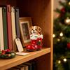 Seasonal Living Room Accents Christmas Puppy in Santa Boot Resin Figurine, Cute Dog Holiday Tabletop Decor with Ornaments Bow Bell Holly, Festive Home