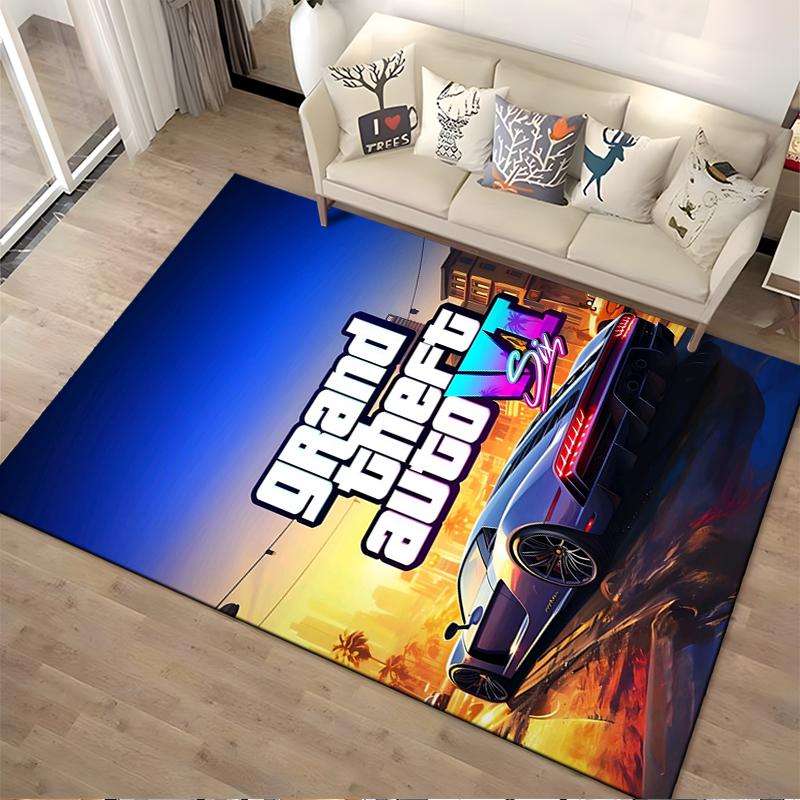 Grand Theft Auto VI Car Design Rug - Non-slip Rug Suitable for Living Room and Bedroom Sofas.