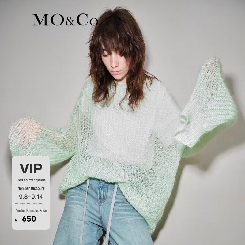 MO&Co. Mohair Wool Blend Lantern Sleeve Knit Sweater