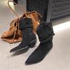 2025 Autumn/Winter Men's Suede Chunky Heel Pointed Toe Boots - Mid-Heel Ankle, Mid-Calf, High-Heel Slouch, Western Cowboy Styles