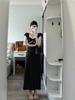 French Coffee Break Temperament Long Dress Women's Summer New Design Feeling Waist Thin Black Polka Dot Dress