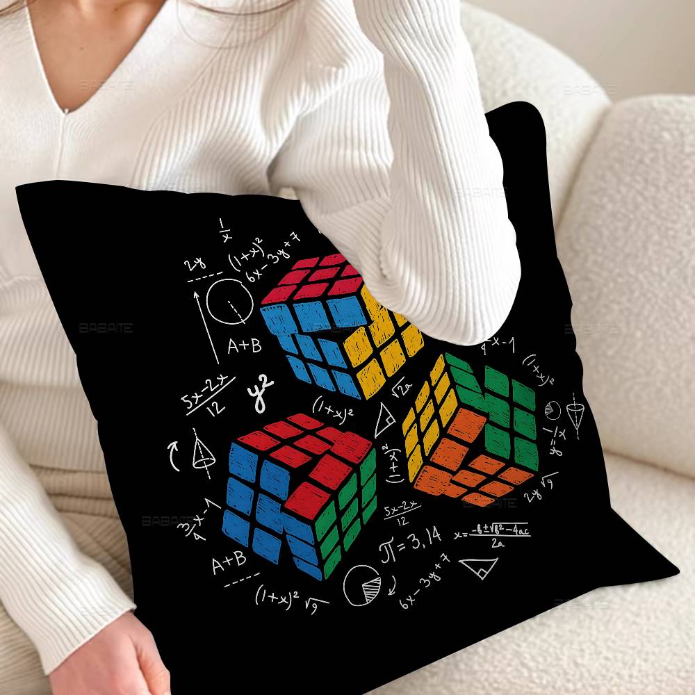 Car Living Room Sofa Cushion Cover Rubik'S Cube Cartoon Pattern Cushion Cover Luxury Home Decoration Pillow Cover