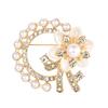French Elegant Crystal Pearl Brooch Fashion Clothes Corsage Accessory For Women