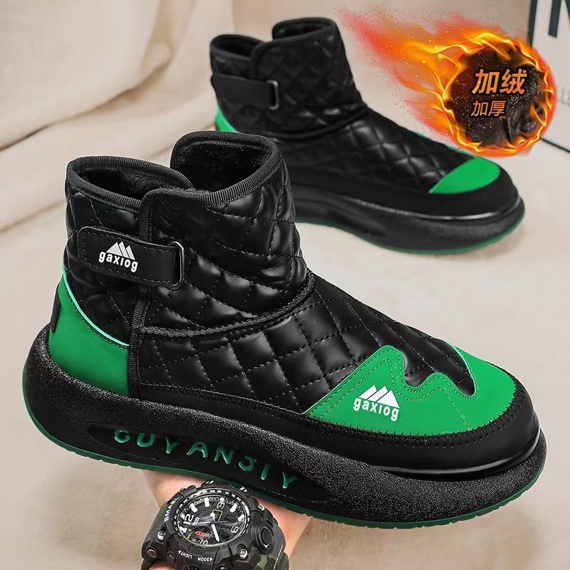 Fleece Verdickte Schneestiefel Baumwollschuhe Winter Herren Lässig High Top Martin Boots Board Schuhe Vielseitig Schwarz