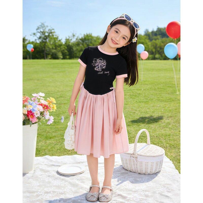 Summer Girls Princess Dress Unique Short Sleeve Sweet Skirt For Big Kids