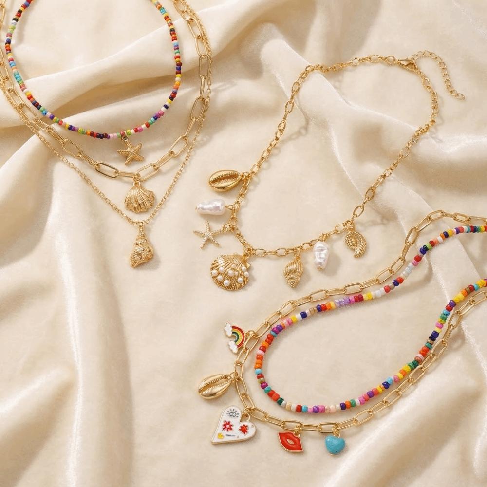 Colorful Bohemian Necklaces Shell Pendant Tassels Choker Gift Handmade Beads Necklaces  Casual Wear