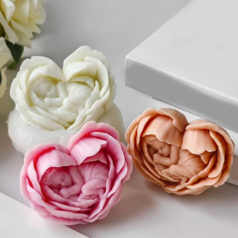 Silicone Molds Candle Making Moulds Handmade Candle Supplies Flower Shape Resin Crafting Molds Jewelry Making Accessory