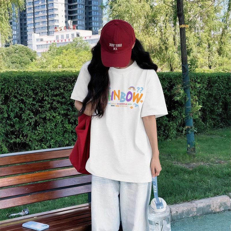 Women's Plus Size Heavyweight Cotton Retro T-shirt - Summer 2026 Loose Fit Short Sleeve