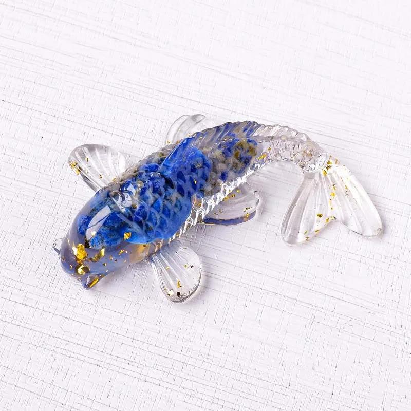 1pc Natural Crystal Crushed Stone Koi Fish Figure Ornament Drip Gel Small Goldfish Gifts Desktop Beautiful Jewelry