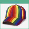 Rainbow Striped Baseball Cap With Embroidered Logo For Casual Outdoor Wear