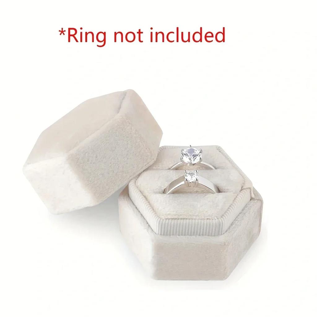 1 Stück-Vintage Sechseckige Schmuck Doppelringbox Leere Box Verlobung Hochzeitszeremonie Valentinstag Geschenk Organizer