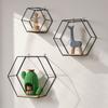 Raft de perete plutitor metalic, montat pe perete, raft hexagonal, suport de afișare pentru obiecte diverse, suport pentru depozitare, decorare acasă, cameră de zi