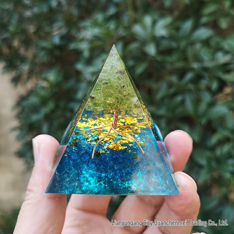 Crystal Pyramid with Gold Lettering - Elegant Natural Stone Ornament 5cm