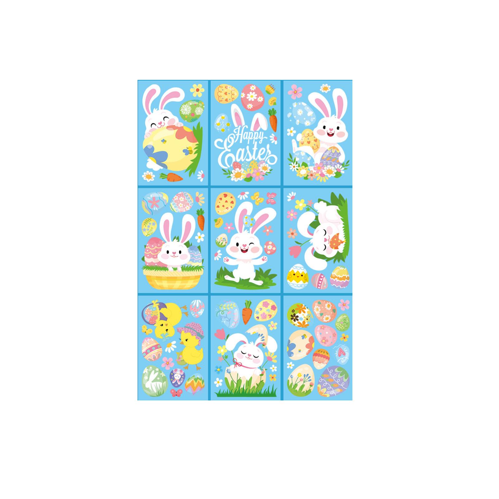 Пасхальные наклейки, Милый кролик, Пасхальные яйца, Статические наклейки, Оформление витрин, Украшения для стекла, Наклейки на окна
