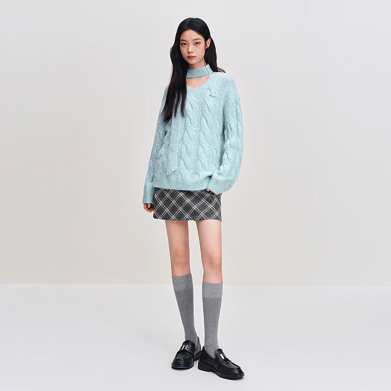 Leding Women's Loose V-Neck Knitted Sweater