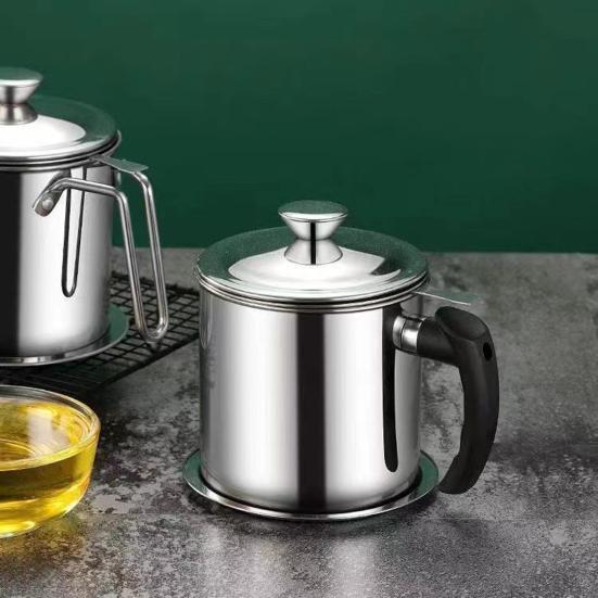 Edelstahl Ölfilterbehälter 1,3L Große Kapazität Küchenölkanne mit Feinsieb Rostfrei Spülmaschinenfest Küchenölbehälter zum Frittieren Kochen