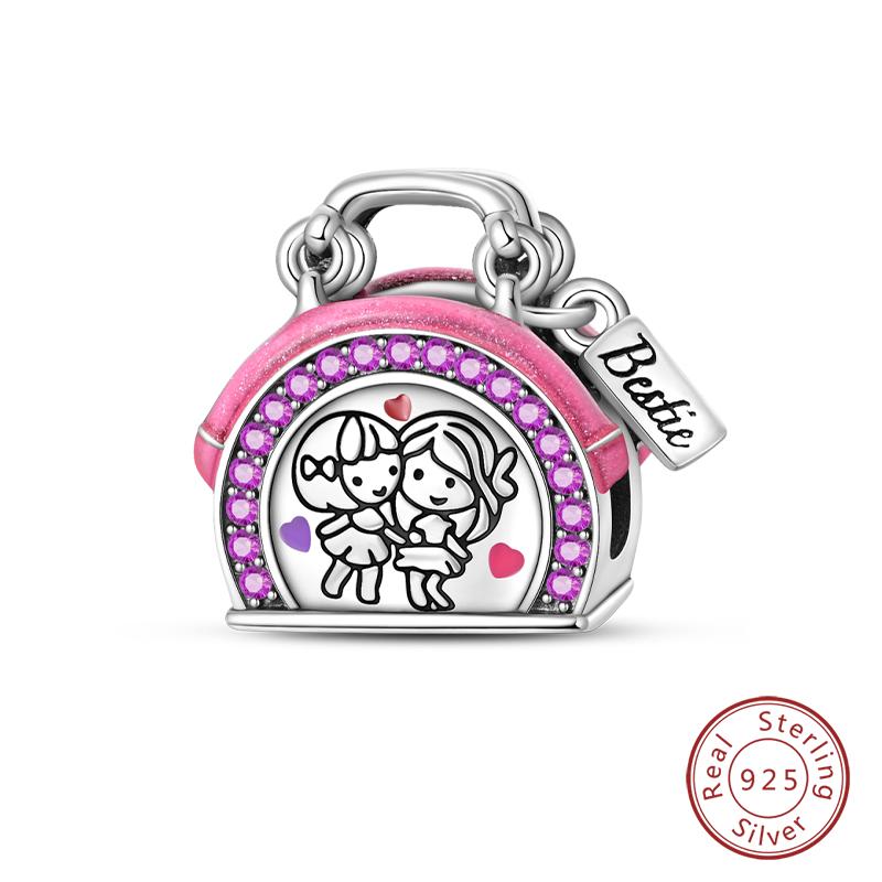 Real Copper Pink Series Heart Charms Beads Fit Qikaola Original Bracelets Diy Mother'S Day Jewelry Gift For Mom