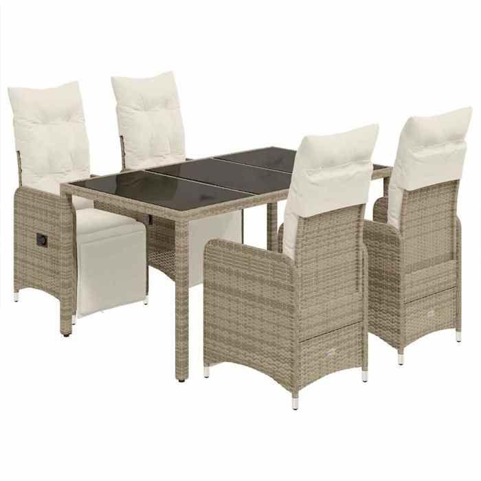 VidaXL Ensemble de bistro de jardin 5 pcs coussins marron poly rotin 3277211