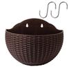 Imitation Rattan Wall Hanging Plant Pot Half Round Wall Mounted Semicircular Flower Pot for Indoor Outdoor Balcony