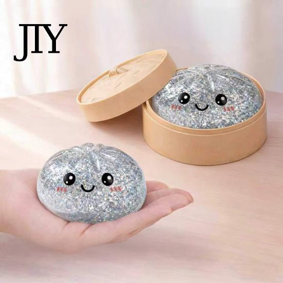 Glitter Pinch Dumpling Steamed Bun Squeeze Toy, Cute Stress Relief Ball, Durable Ball Slow Rising Decompression Toy for Desk, Kawaii Fidget
