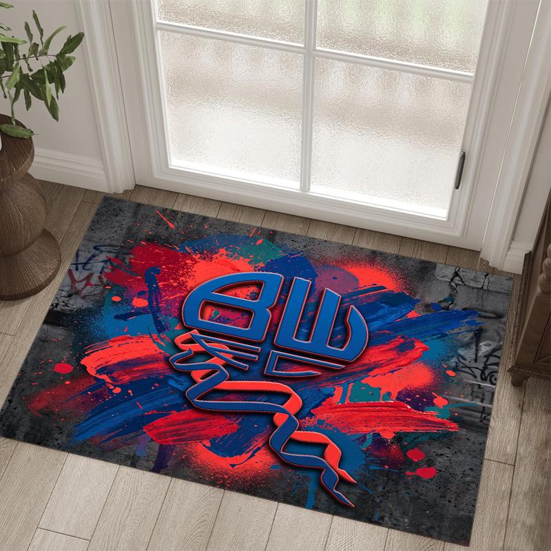 Bolton Wanderers FC Design Crystal Velvet Carpet Cozy Non?Slip Printed Rug For Bedroom Living Room Entrance