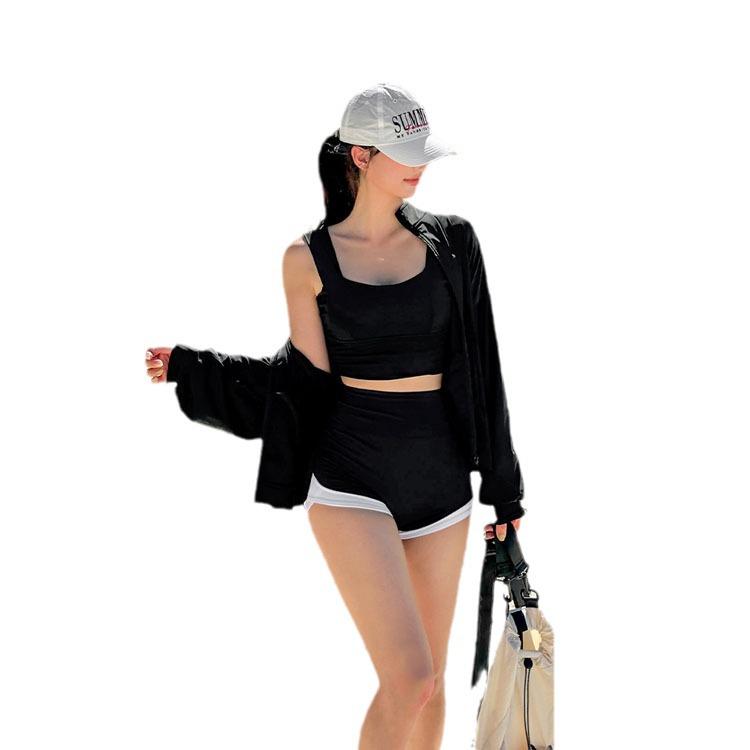 Korean Women's Sporty Long-Sleeve Bikini Set - Pure Desire Hot Spring Conservative Swimwear