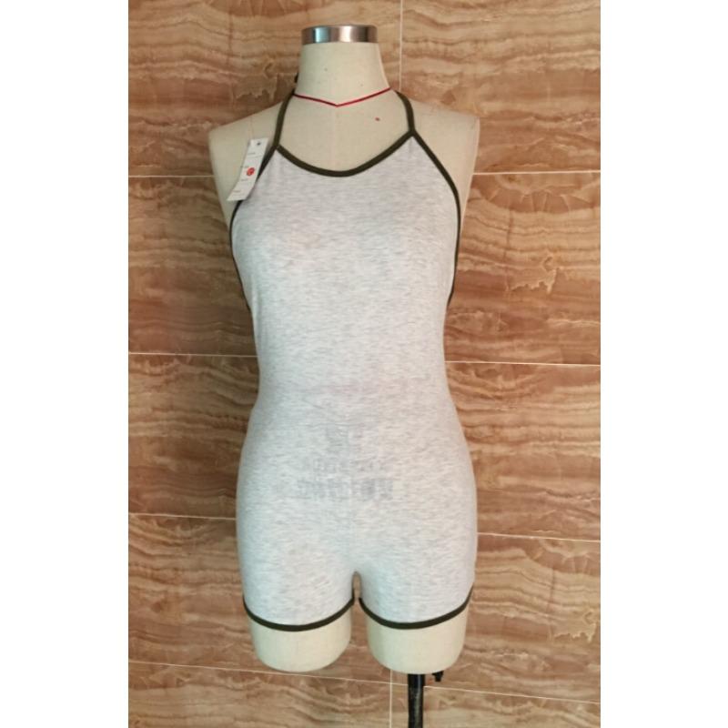 Women's Hanging Neck Backless Casual Short Jumpsuit