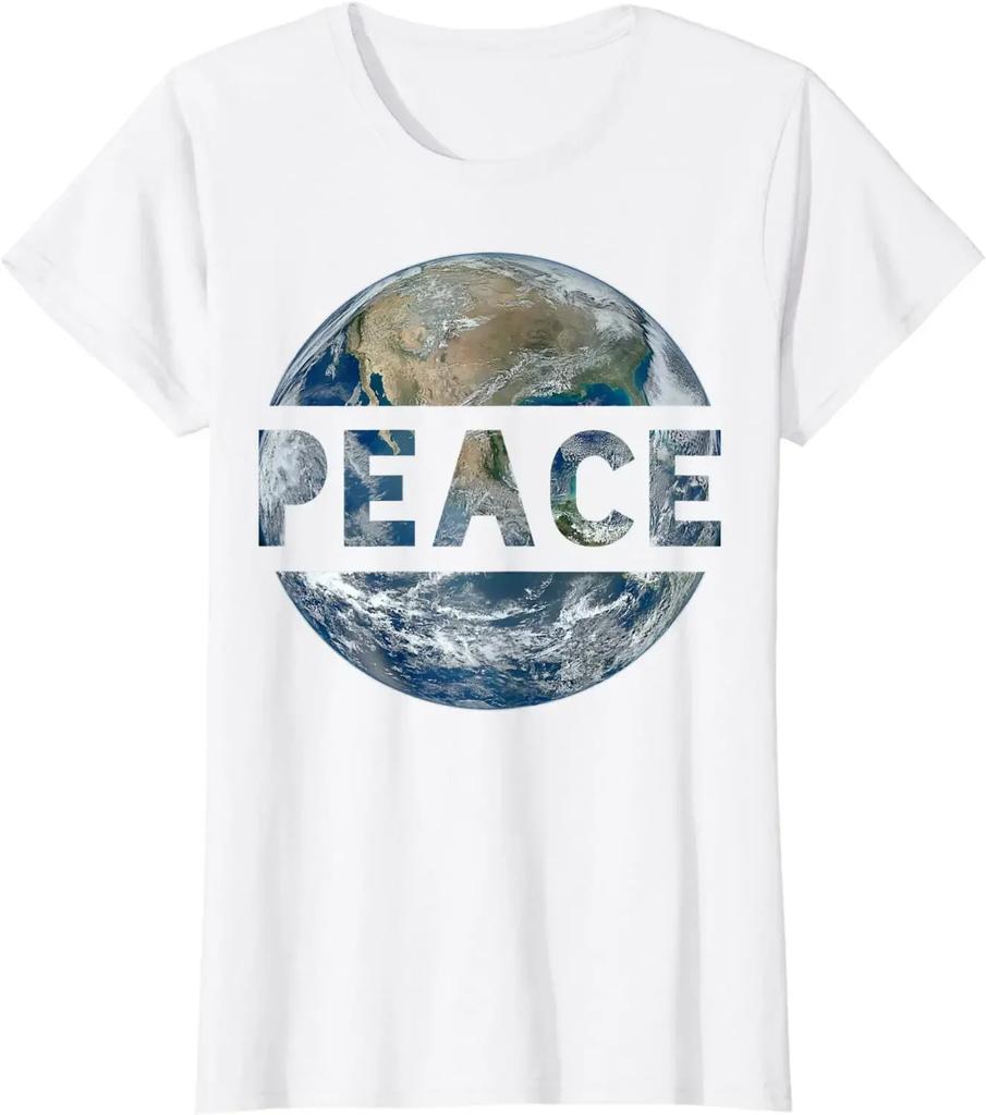 Paix Mondiale sur Terre Humanité Consciente Amour et Gentillesse T-shirt Homme Chemises Femme Vêtements Homme Décontracté Coton T-shirts Quotidiens