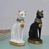 Egyptian Bastet Cat Statue Vintage Ornament Resin Figurine Mini Sculpture for Home Office Desk Garden Decor