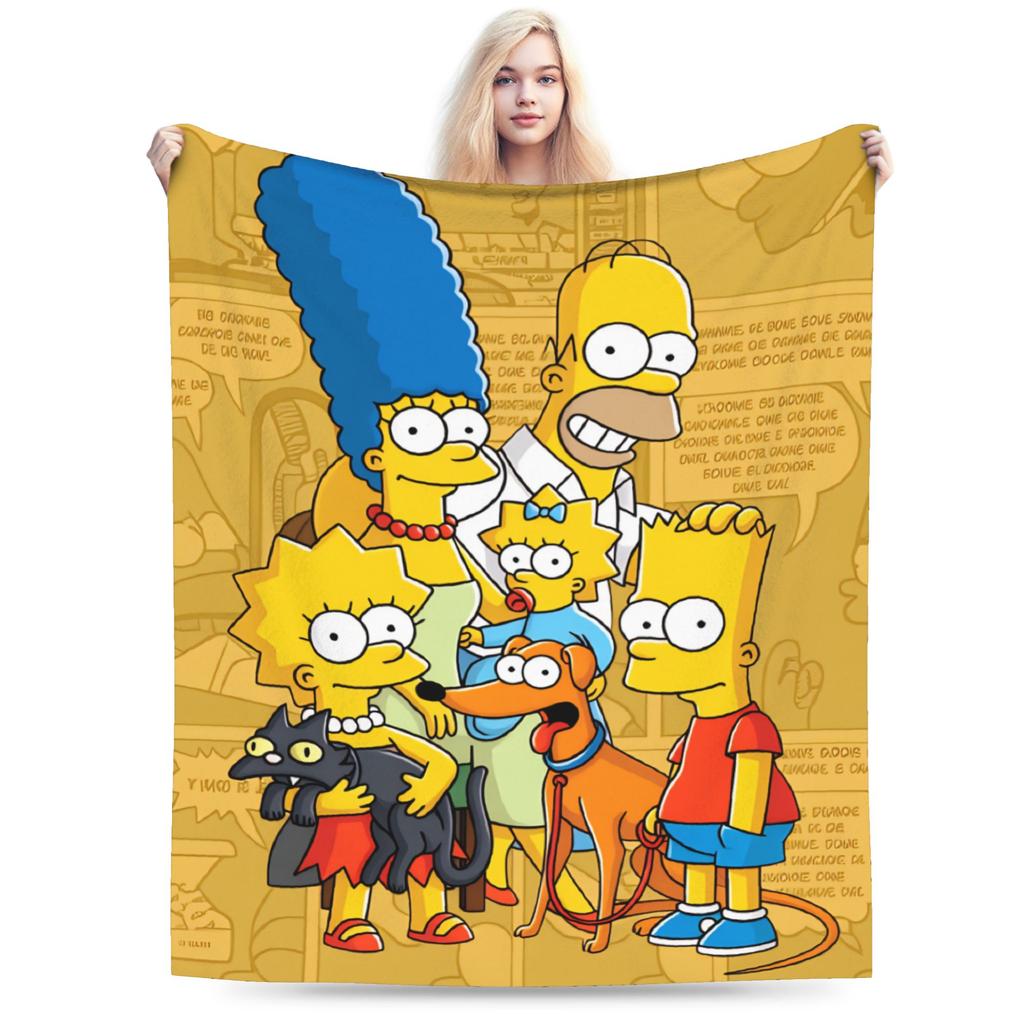 Funny S-Simpsons Cartoon Warm Cozy Blanket  Print Camping Bedding Throws Outdoor Flannel Bedspread Sofa Bed Cover