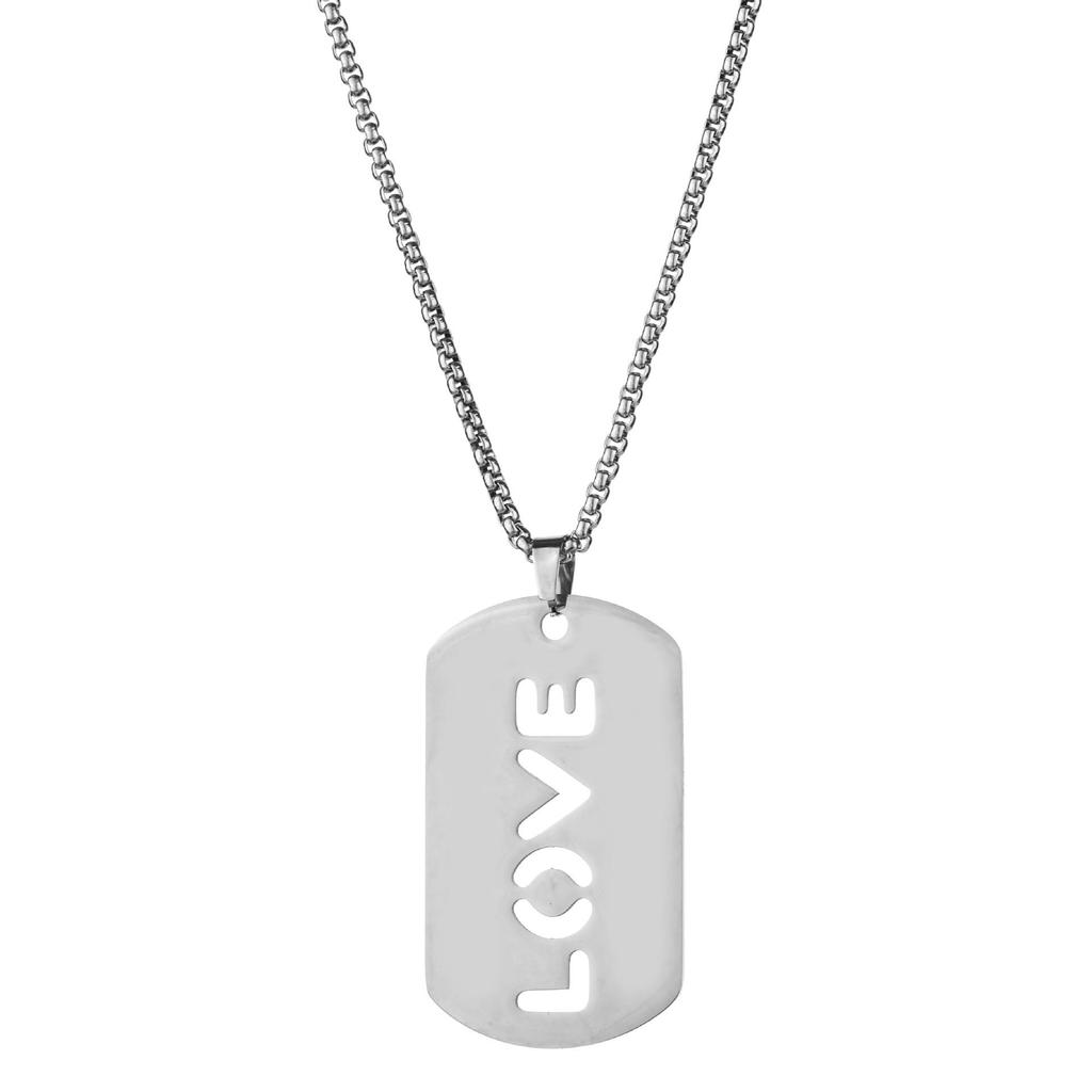 European & American High-End Stainless Steel Street Style Cross Necklace with Trendy Cool Letter Hollow Tag