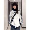 Unisex College Style Baseball Hoodie Jacket: Trendy, Loose-Fit, Stand-Up Collar for Autumn/Winter.