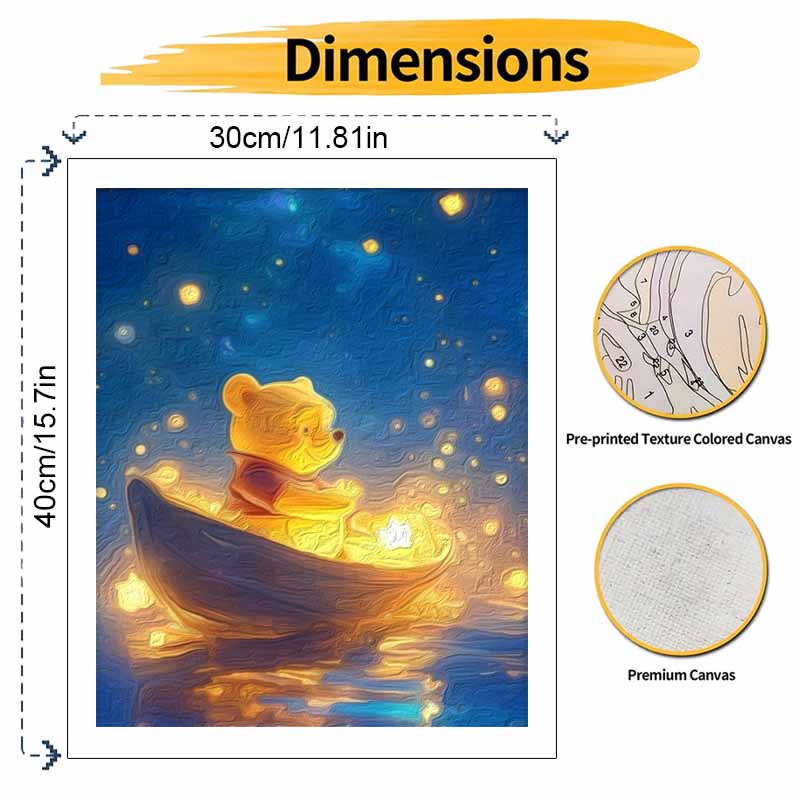 Disney Winnie the Pooh Starry Boat Digital Oil Painting Diy Coloring Handpainted Filling Home Decoration Gift Art Wall Decor Set
