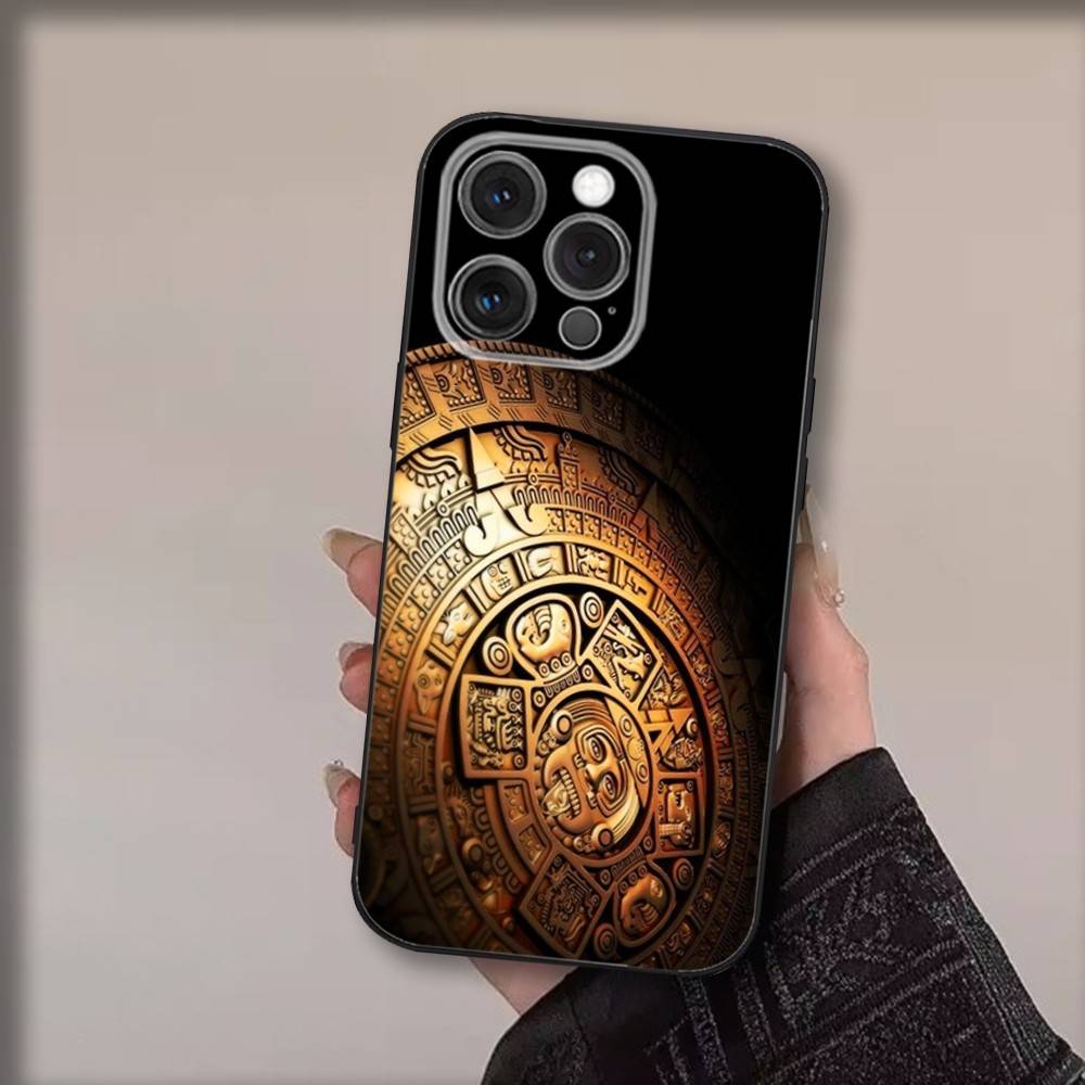 Mayan Calendar Statue Phone Case For iPhone 17,16,15,14,13,12,11,Pro,Max,Plus,Air,X,XS,XR,SE,8,7,Mini,Soft Black Funda