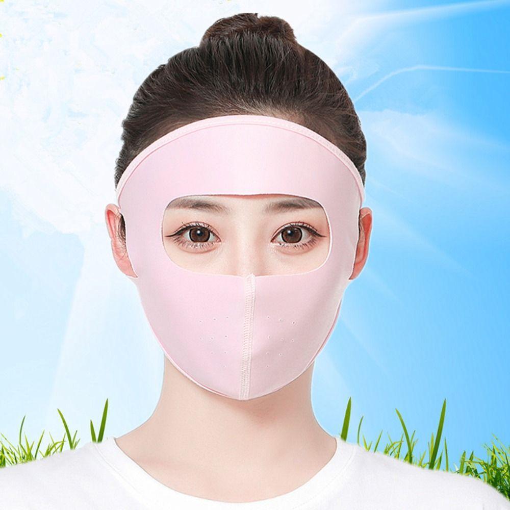 

Anti-UV Face Gini Mask Pure Color Driving Face Cover Fashion Ice Silk Sunscreen Mask Outdoor чорний