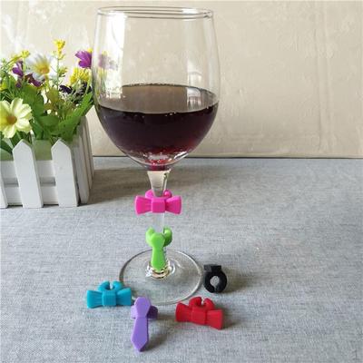 Glass Markers Set of 6 Tropical Bowknot Cup Charms for Banquet