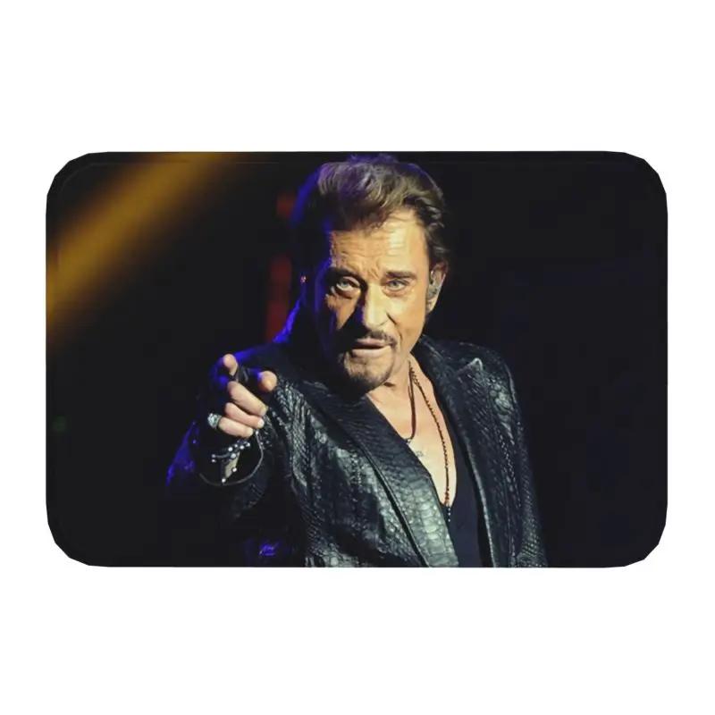 

Rock Johnny Hallyday porte sol bain cuisine tapis anti-dérapant chanteur français musique paillasson salon entrée tapis tapis Footpad 40cm x 60cm