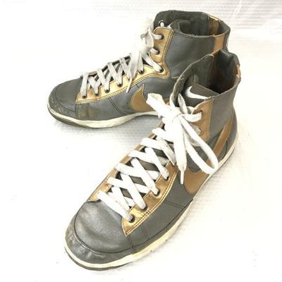 Blazer MID High Cut Sneakers Silver Gold Size 23.5cm(USED)