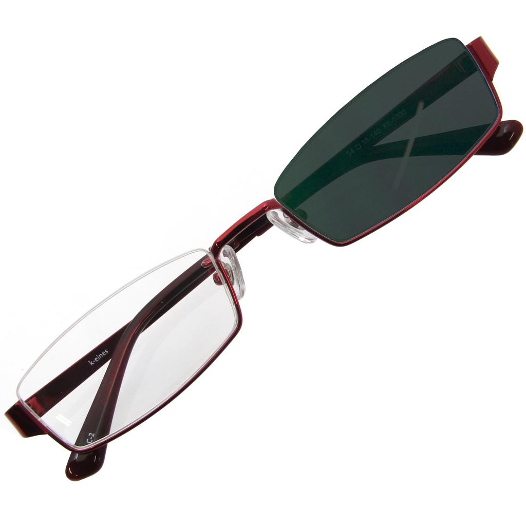 Visible light photochromic sunglasses that change color even in the stylish square metal UV blue light cut light photochromic [k-eines] car, under-rim