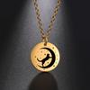 My Shape Cat Moon Star Round Pendant Necklace Women Girl Gold Color Stainless Steel Aesthetic Necklace Choker Fashion Jewelry