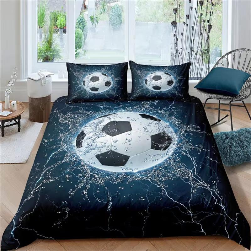 

Soccer Sports Duvet Cover Set Football Game Geometric Pattern Bedding Set For Kids Boys Girls Microfiber Ball Gaming Quilt Cover EU Single(135x200cm)