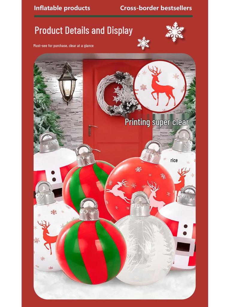 Eco-friendly Inflatable Christmas Ball Decoration - Durable PVC Holiday Ornament