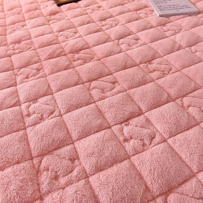 New Lamb Fleece Cotton Fitted Sheet, Warm and Thickened Single and Double Fitted Sheet, Mattress Protection Cover