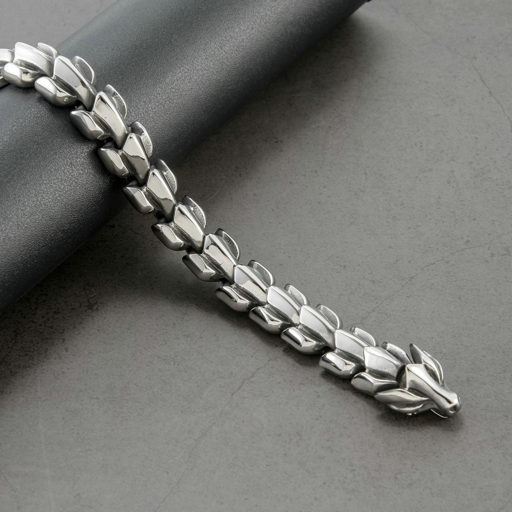Retro Dragon Head Bracelet Men's Hip Hop Style Cross-Border Punk Dragon Bone Bracelet Fashion Jewelry Accessory